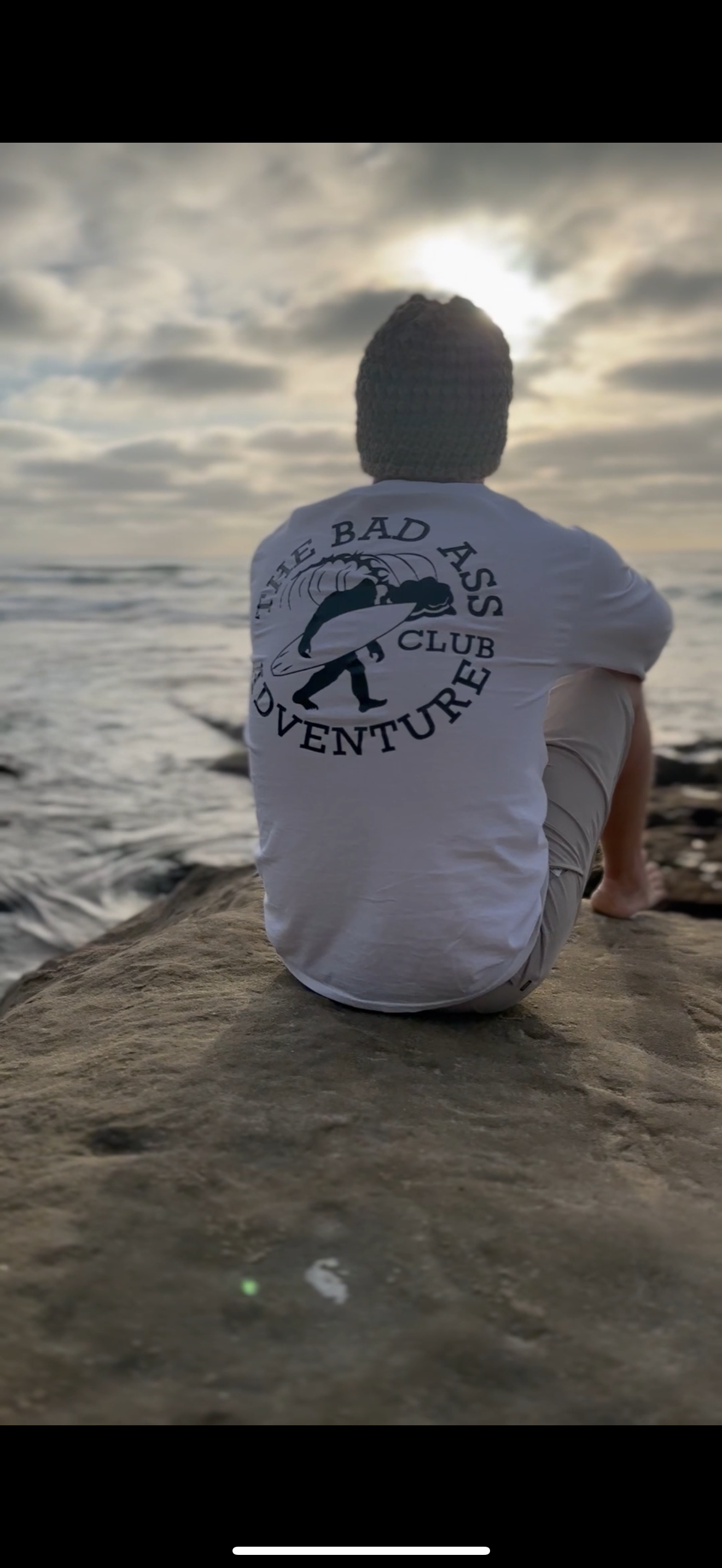 Long Sleeve Surfing Sasquatch Tee - White