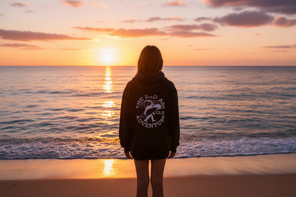 Surfing Sasquatch Hoodie - Black