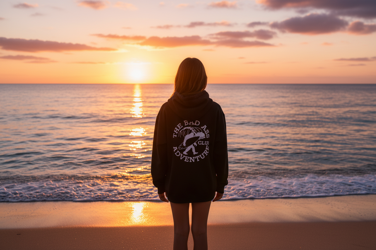 Surfing Sasquatch Hoodie - Black