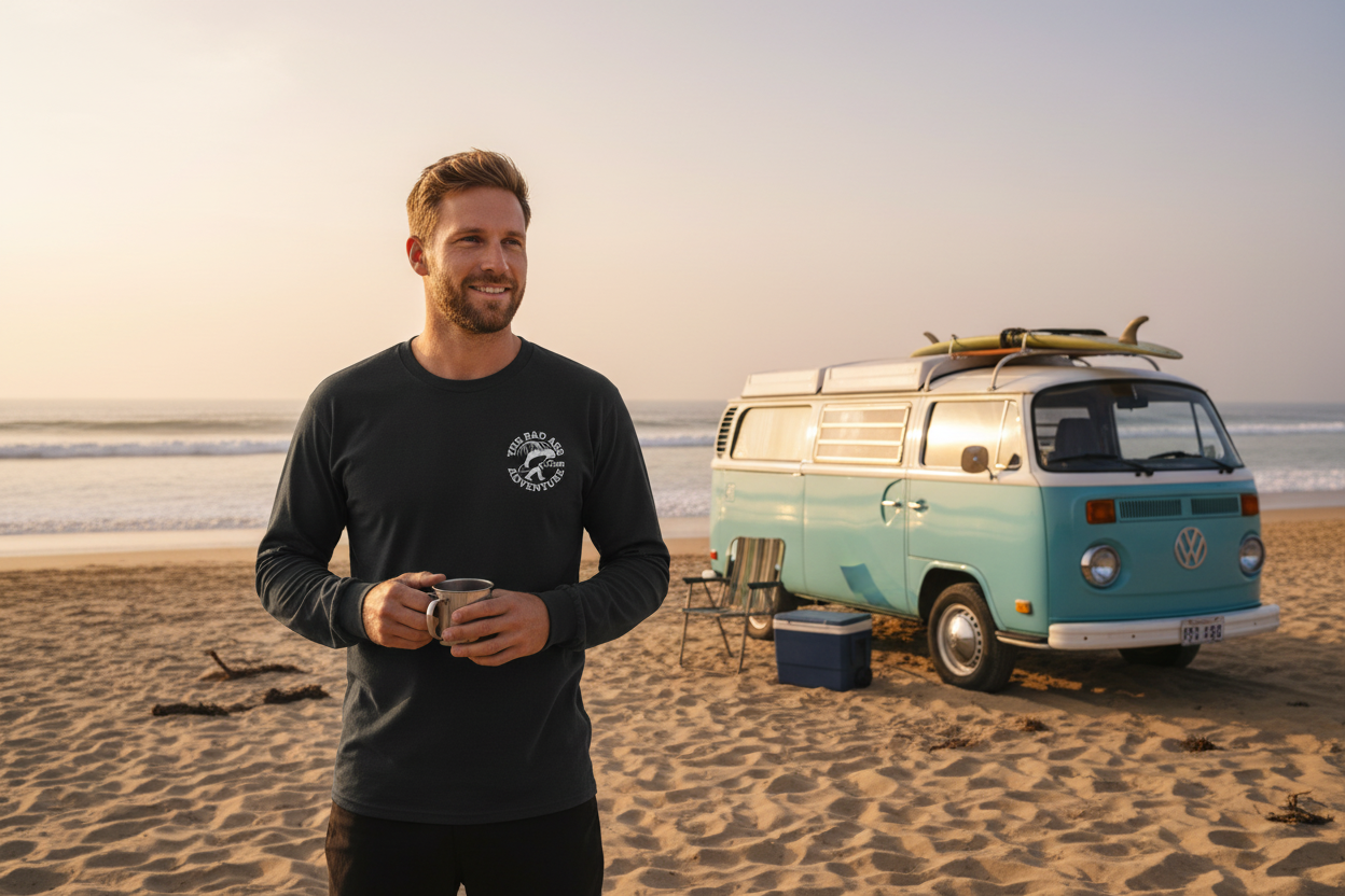 Long Sleeve Surfing Sasquatch Tee - Black